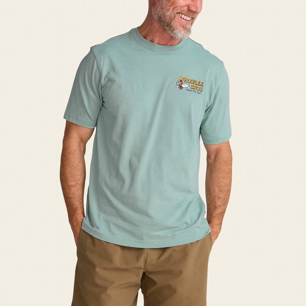 NEW HOWLER BROTHERS men's el monito surfs t-shirt in riviera blue